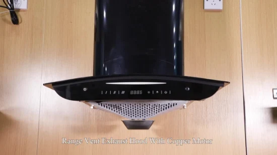 Стеклянный настенный автоматический очистительный вытяжной вентилятор из нержавеющей стали, кухонная вытяжка